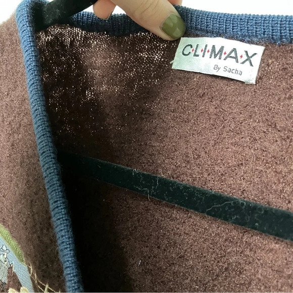 Vintage Climax by Sasha Cardigan Brown Blue Cottagecore Sheep‎ Landscape Sweater - Picture 4 of 9